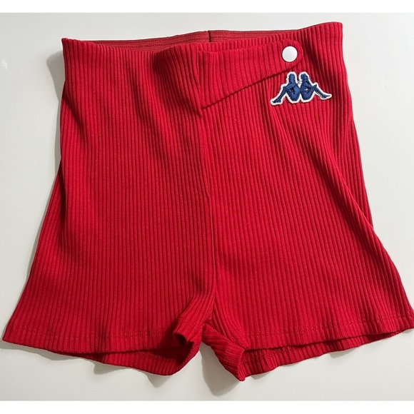 Zara x Kappa • NWT Red Ribbed Fabric Stretchy Shorts - Picture 2 of 7